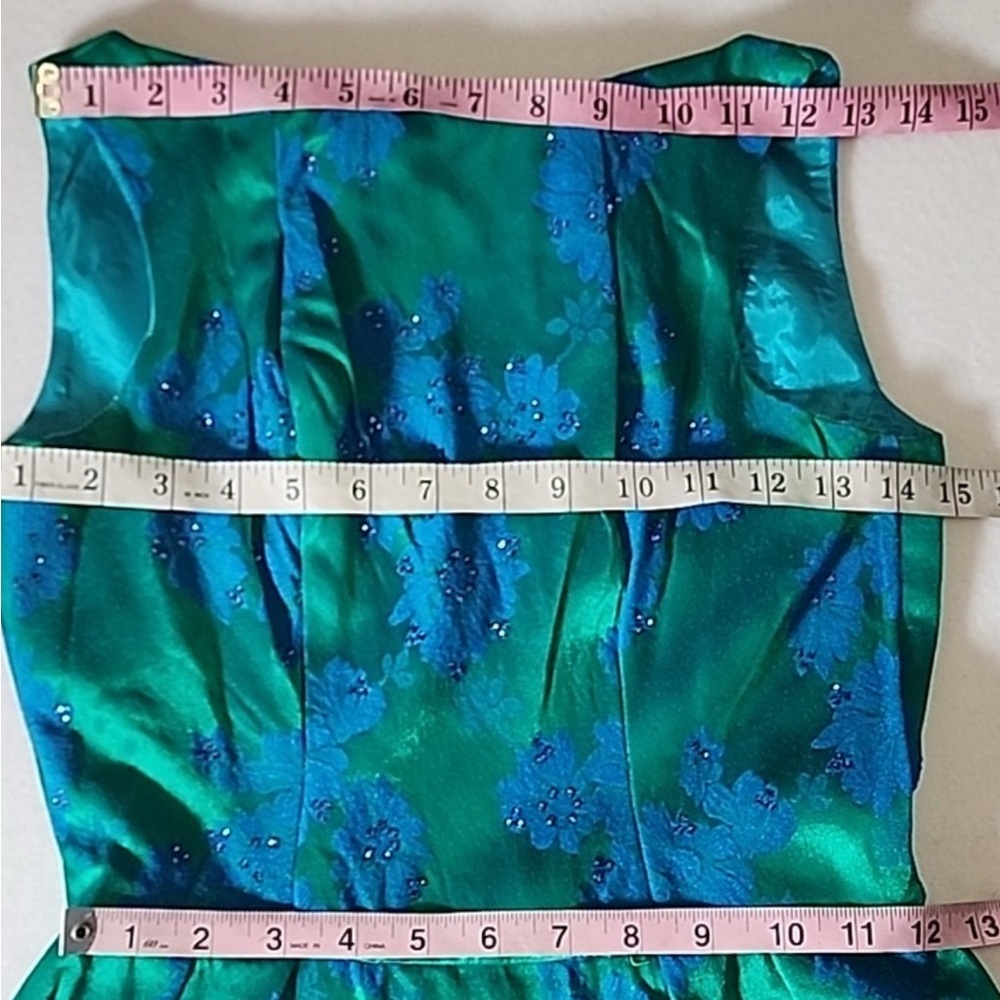 Mardis Gras Vintage Green Floral Dress - Picture 6 of 9